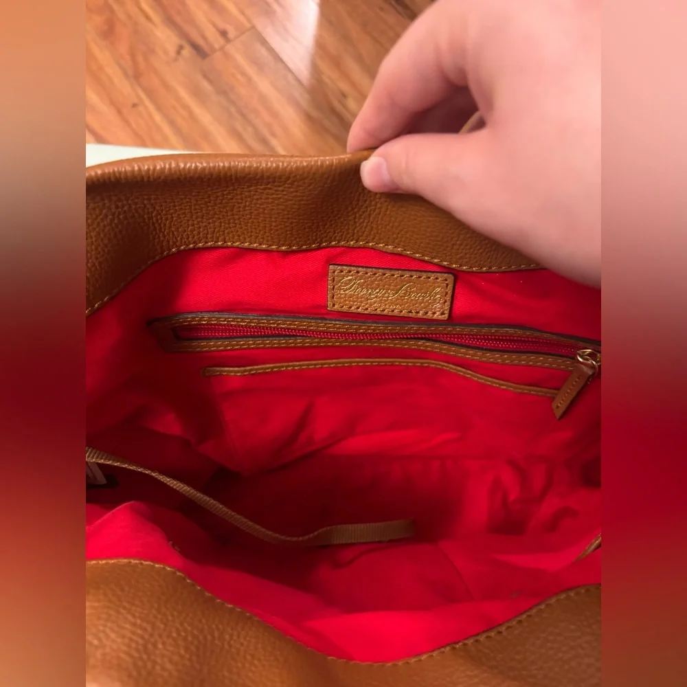 Dooney and Bourke Brown Leather Tote with Red Interior - Picture 4 of 7